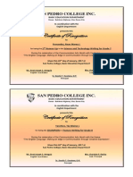 Certificate of Recognition: San Pedro College Inc