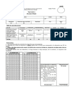 Test Unit 1 Answer Sheet: Instrucciones