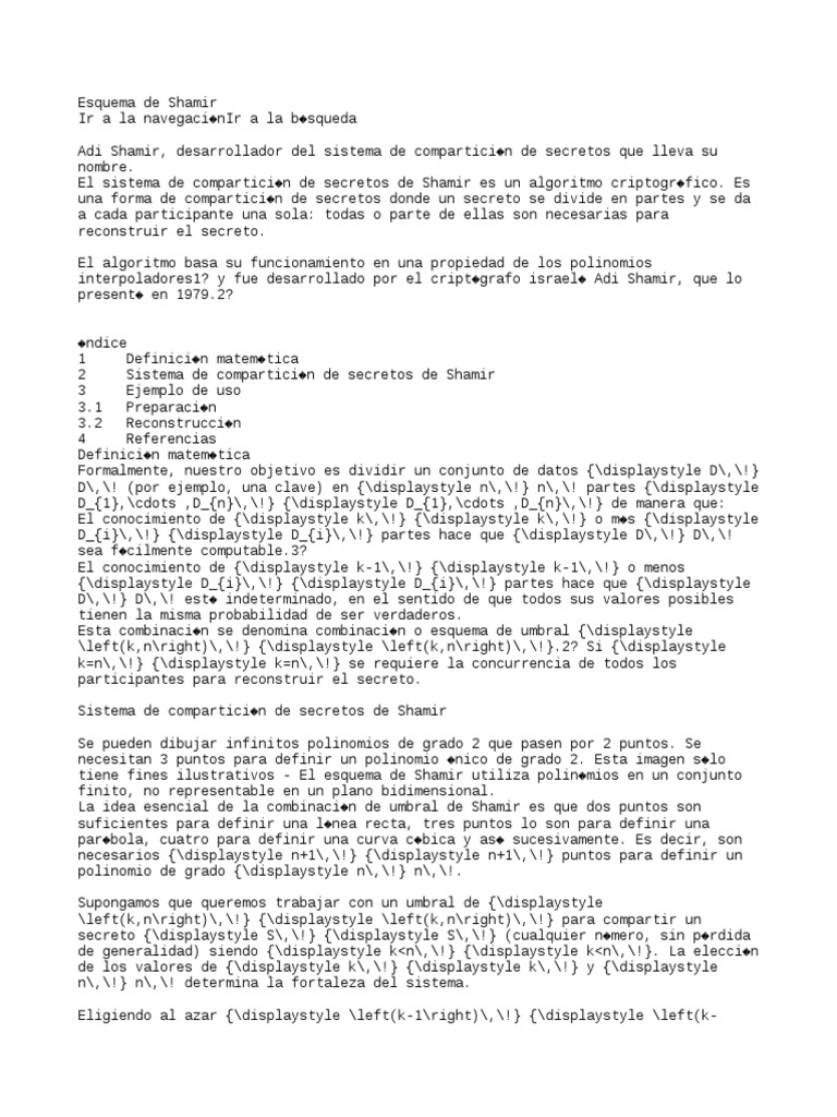 Esquema de Shamir | PDF | Áreas de informática | Algoritmos