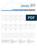 January 2019 calendar with events