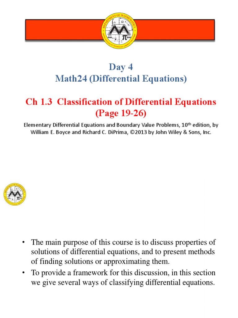 04.1.3 Classification of Differential Equations PDF Differential