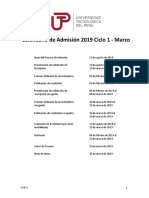 Calendario de Admision 2019 Ciclo 1 - Marzo 0 PDF
