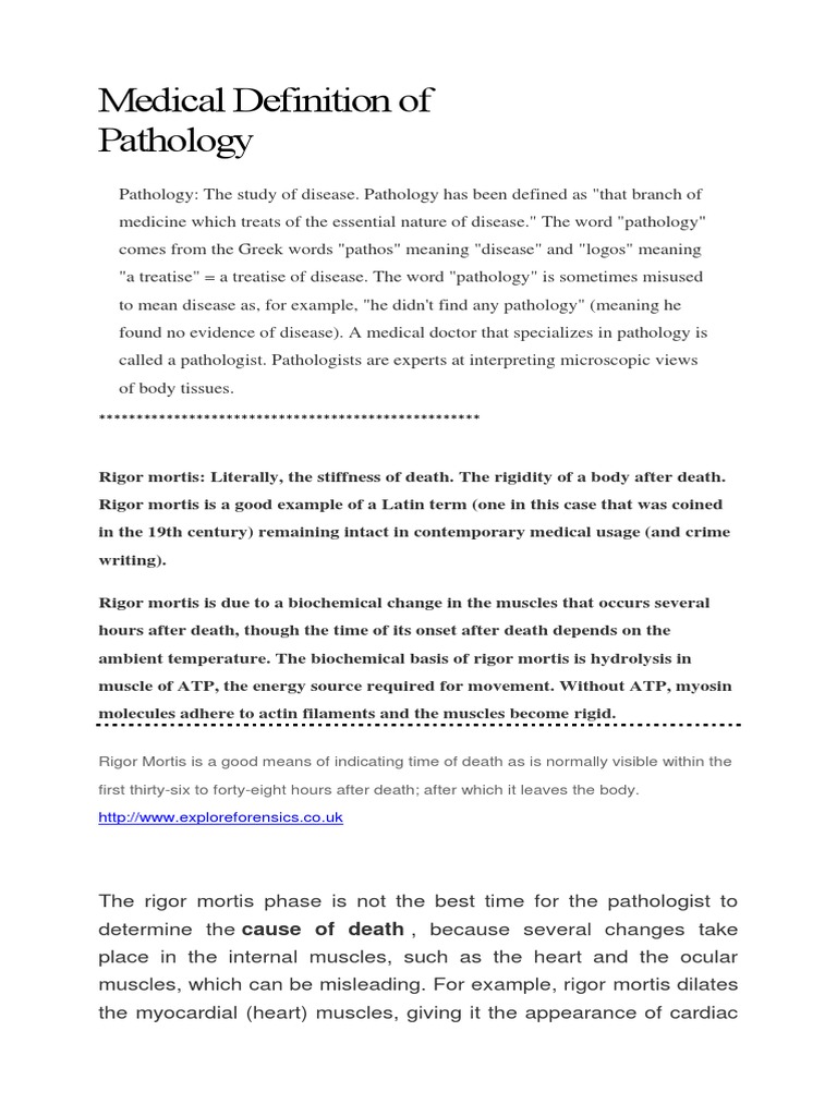 Medical Definition of Pathology PDF