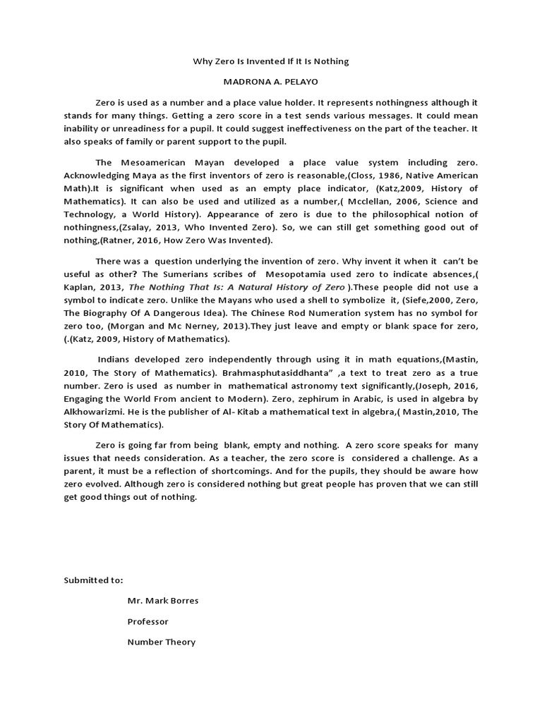 Why Zero Is Invented If It Is Nothing PDF Nothing Teaching