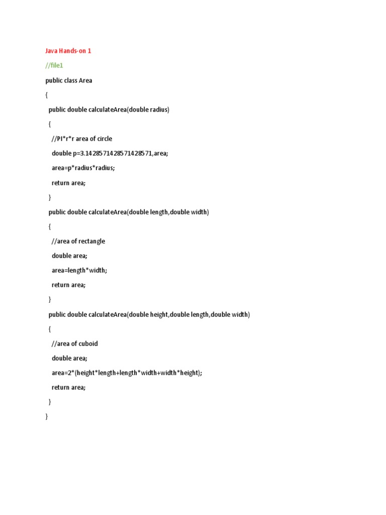 Calculating Areas of Geometric Shapes and Testing with Multiple Java ...