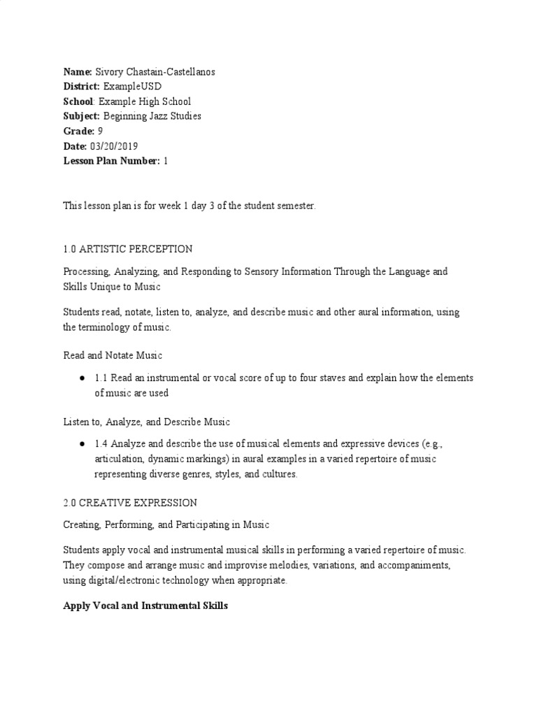 Final Jazz Lesson Plans | PDF | Jazz | Elements Of Music