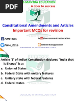 Important Mcqs For Revision: Constitutional Amendments and Articles