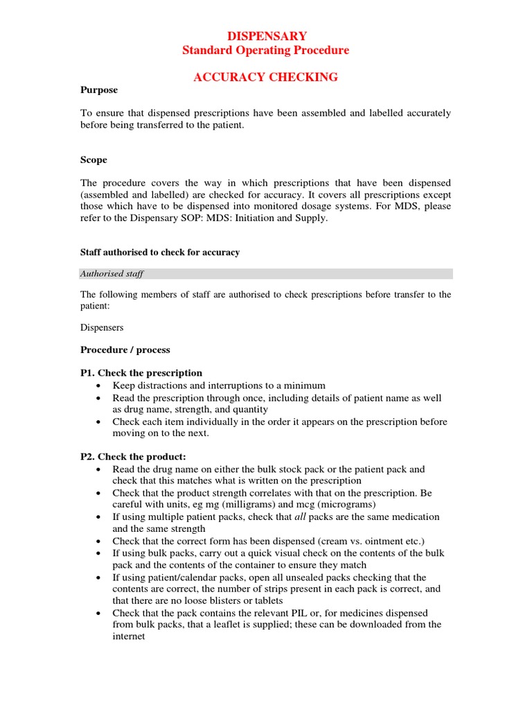 1D Accuracy Checking | PDF | Prescription Drugs | Medical Prescription