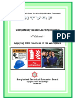 National Technical and Vocational Qualification Framework Competency-Based Learning Material NTVQ Level 1 Applying OSH Practices in the Workplace