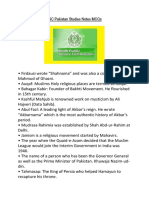 SPSC Pakistan Studies Notes Mcqs