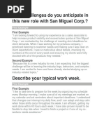 What Challenges Do You Anticipate In This New Role With San Miguel Corp Reputation Employment