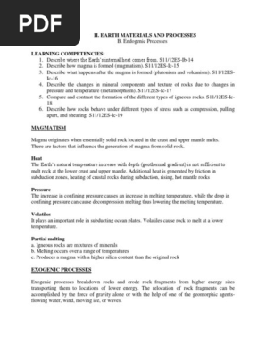 Earth materials and processes