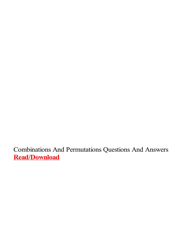 Combinations and Permutations Questions PDF PDF Question Multiple