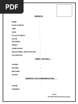 Biodata for Marriage