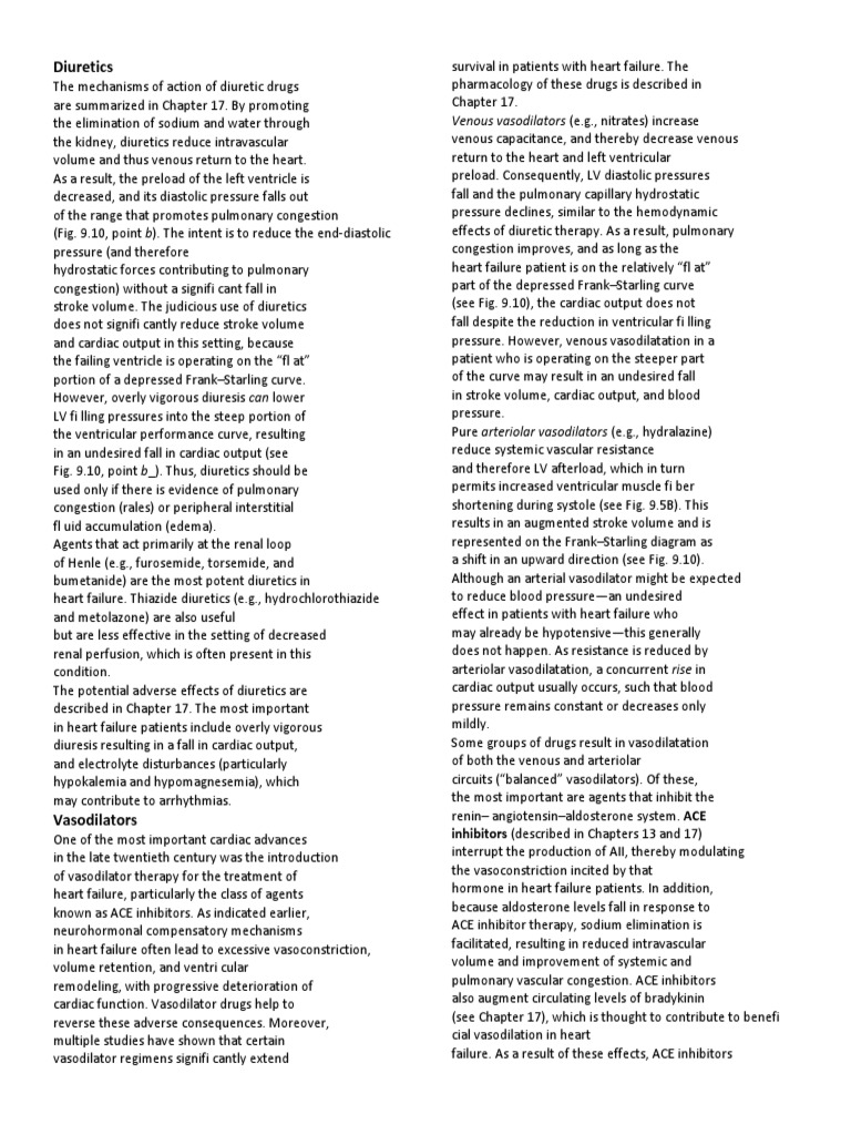 Diuretics Venous Vasodilators (E.g., Nitrates) Increase PDF Heart