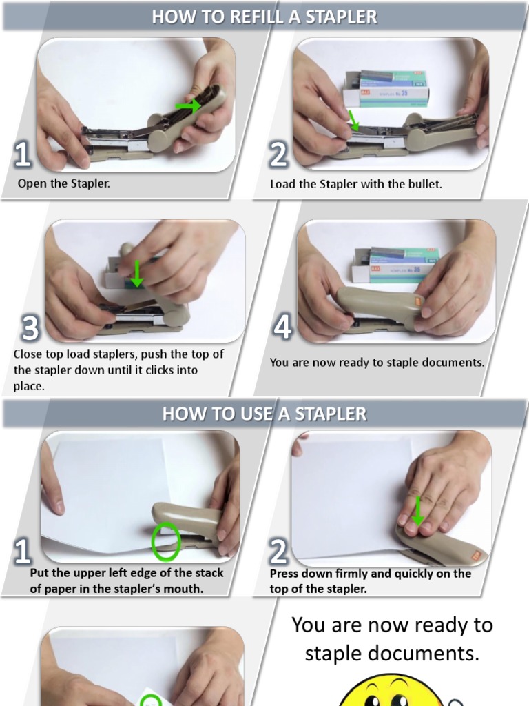 How to Load and Use a Stapler | PDF | Stationery | Office Equipment