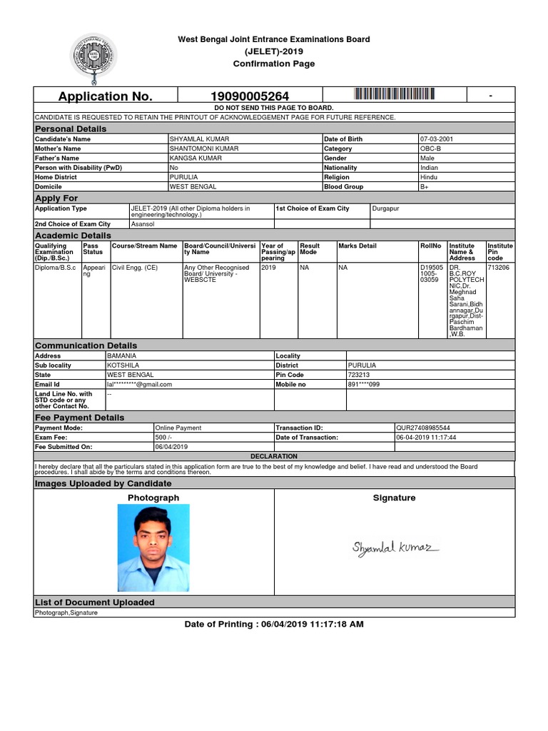 JELET19 ConfirmationPage PDF | PDF