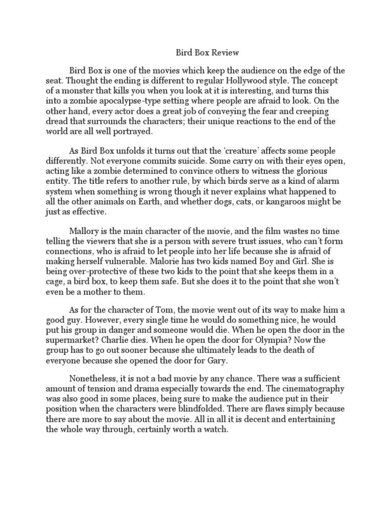 Bird Box Review PDF