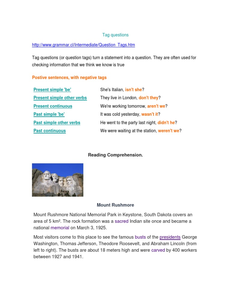 Tag Questions Linguistic Morphology Syntax