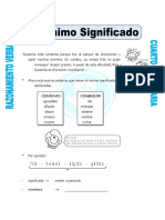 Ficha Sinonimo Significado para Cuarto de Primaria