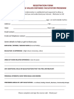 Living Values Education Distance Facilitator Programme Application Form PDF