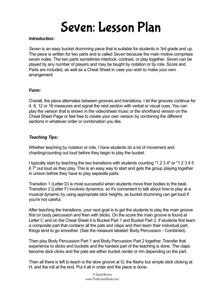 Bucket Drumming PDF Sheet Music Cognitive Science