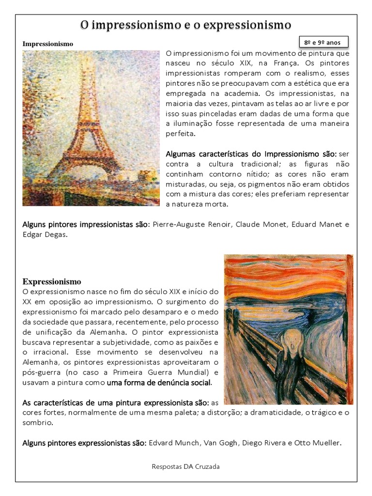 Explique A Diferença Entre Expressionismo E Impressionismo