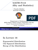 MATH F113 (Probability and Statistics) : Chandra Shekhar Associate Professor