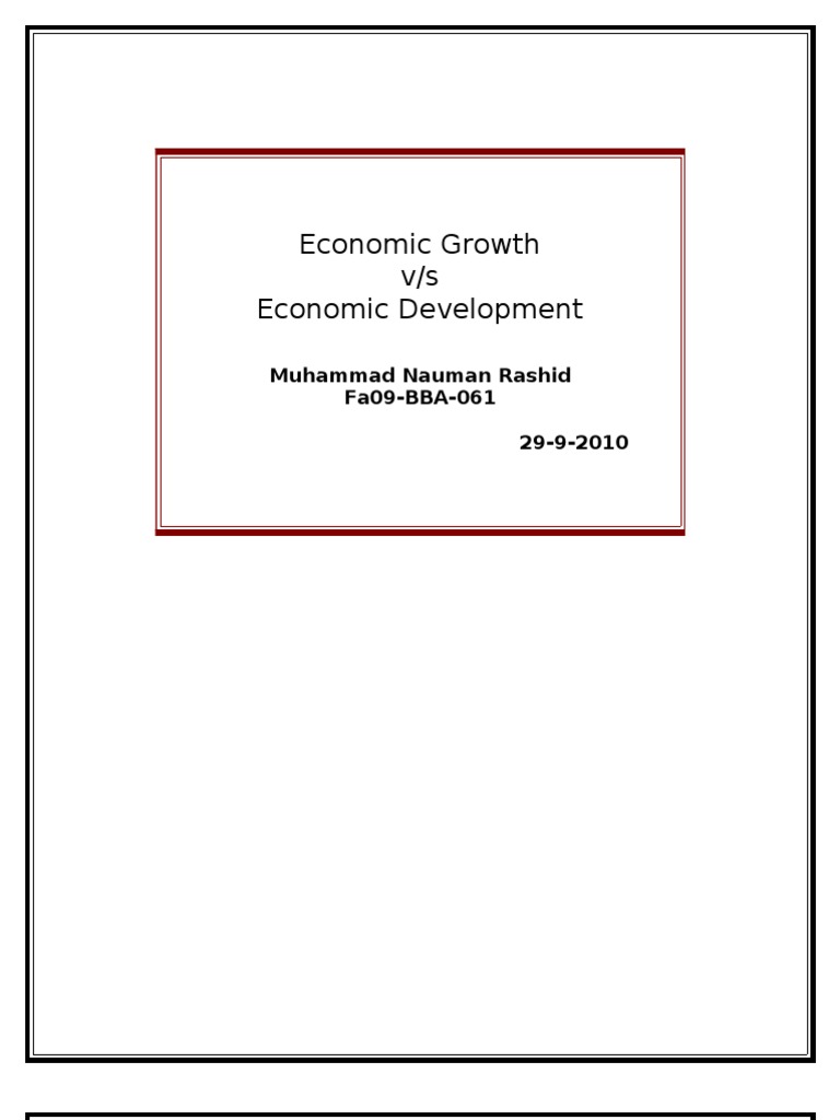 Economic Growth V/s Development | PDF | Human Development Index ...
