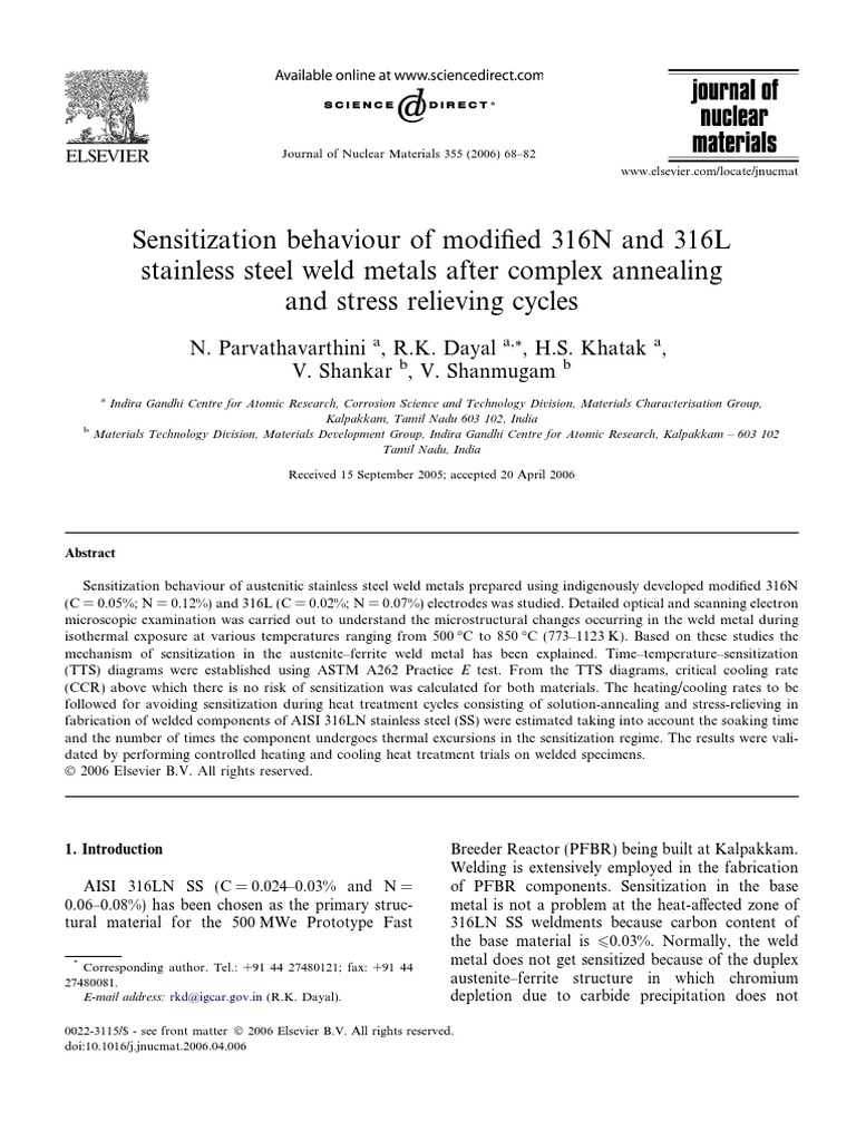 316 Sensitization | PDF | Stainless Steel | Heat Treating