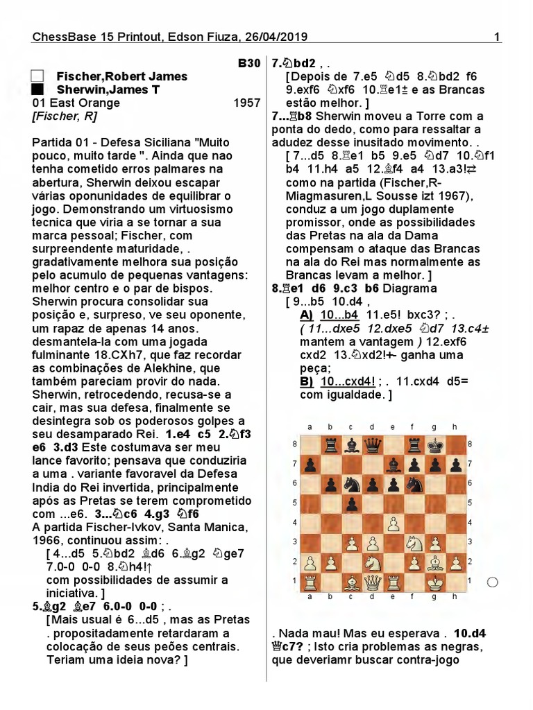 Bobby Fischer começa o match com um erro incrível 