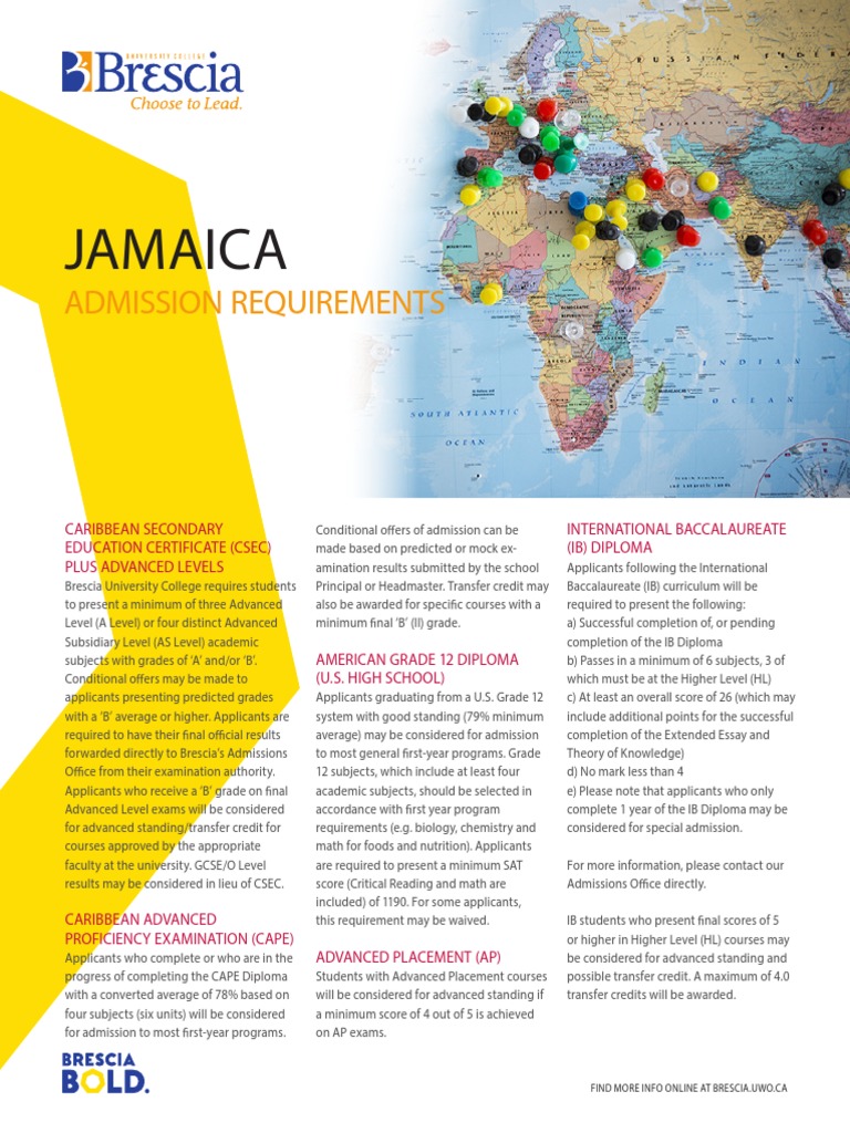 Jamaica Admission Requirements Descargar gratis PDF Gce Advanced
