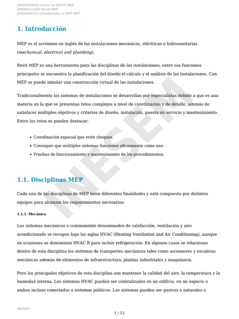 Curso de Revit MEP y Modelado BIM | PDF | Autodesk Revit | Hvac