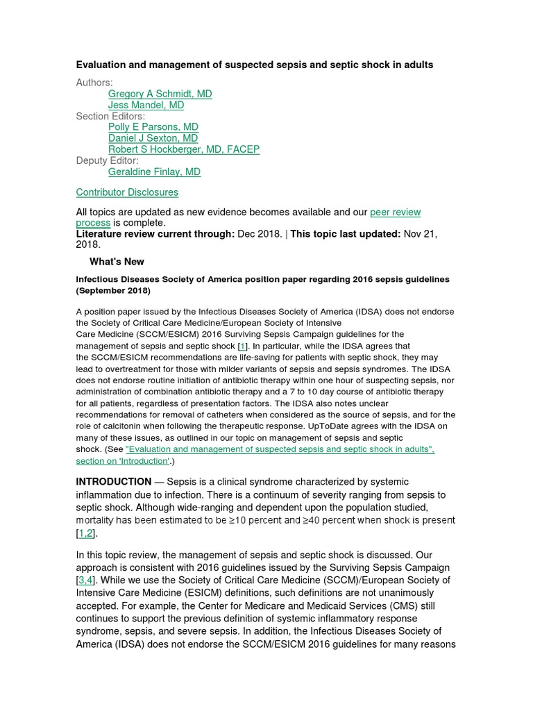 Sepsis and Septic Shock Management Guide | PDF | Sepsis | Methicillin ...