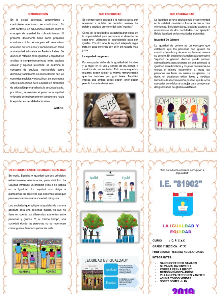Tríptico sobre Igualdad de Género | PDF | Igualdad de género | Estudios ...