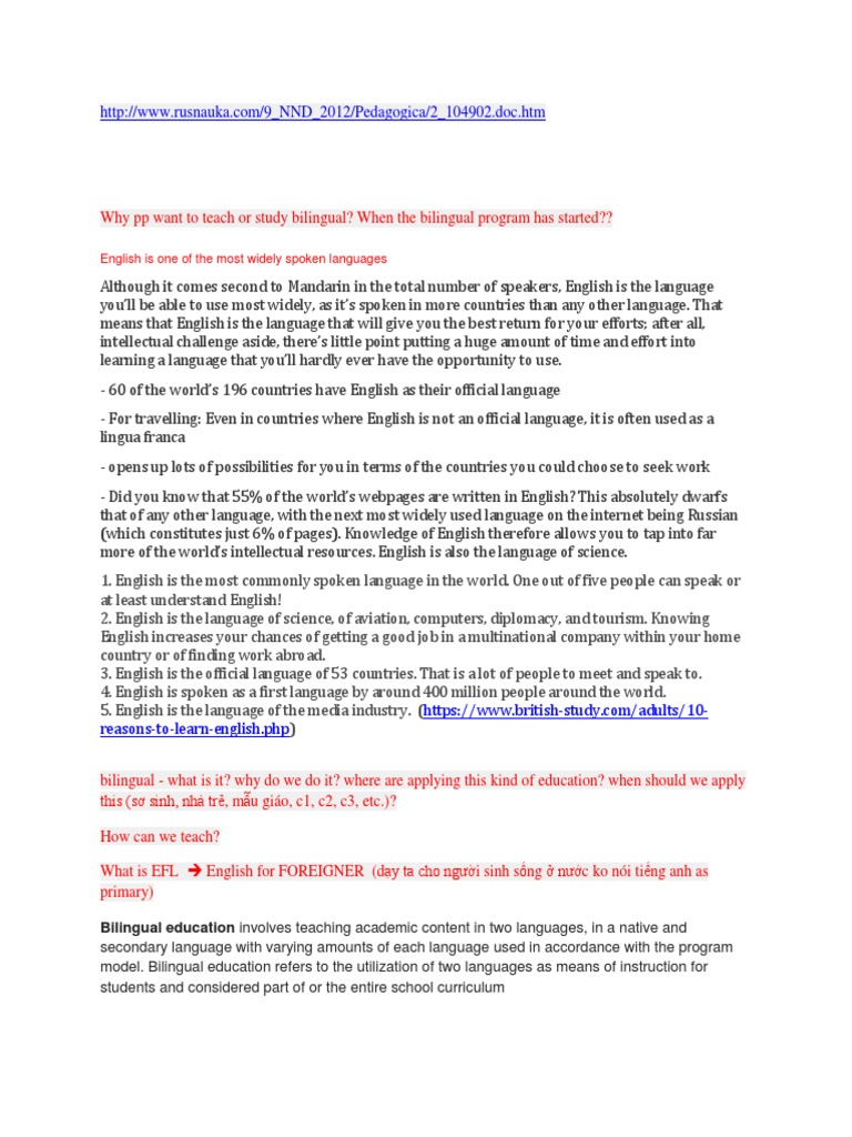 Understanding Bilingual Education | PDF | English As A Second Or ...