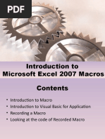 Introduction To Excel 2007 Macros