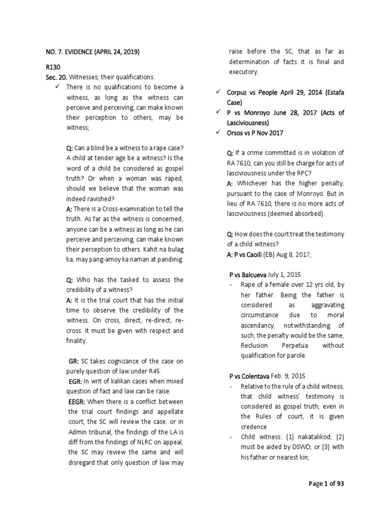 Crispina Arroyo Arrests Overview | PDF | Witness | Burden Of Proof (Law)