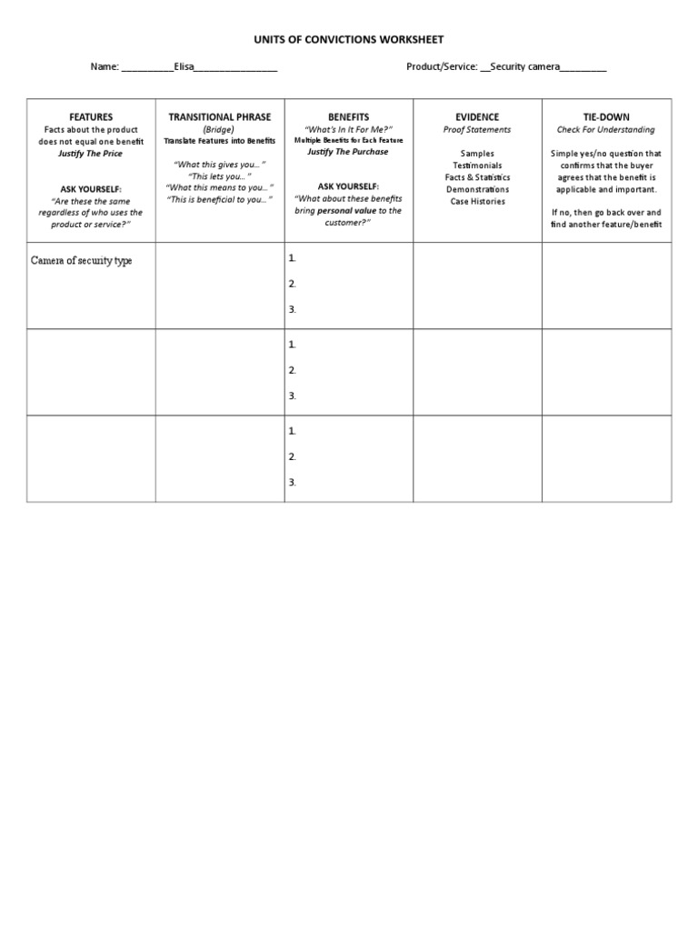 Security Camera Benefits Worksheet | PDF | Business | Computers