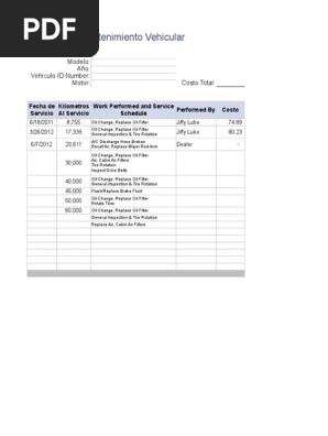 Vehicle Maintenance Log