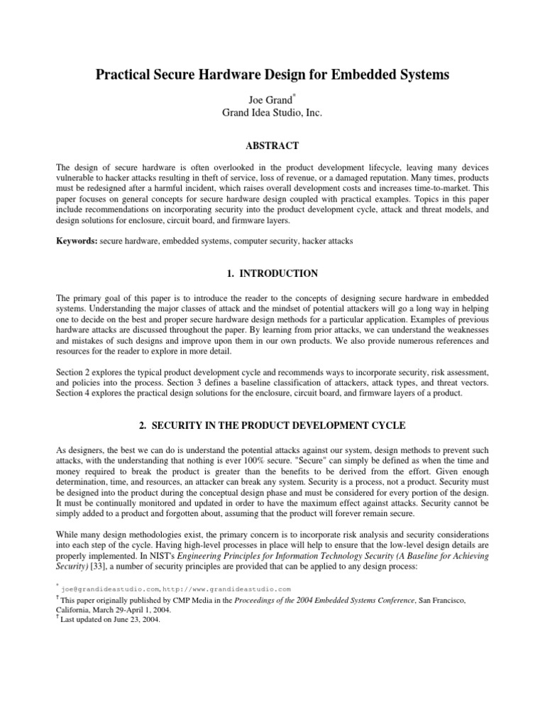 Practical Secure Hardware Design For Emb PDF PDF Computer Security