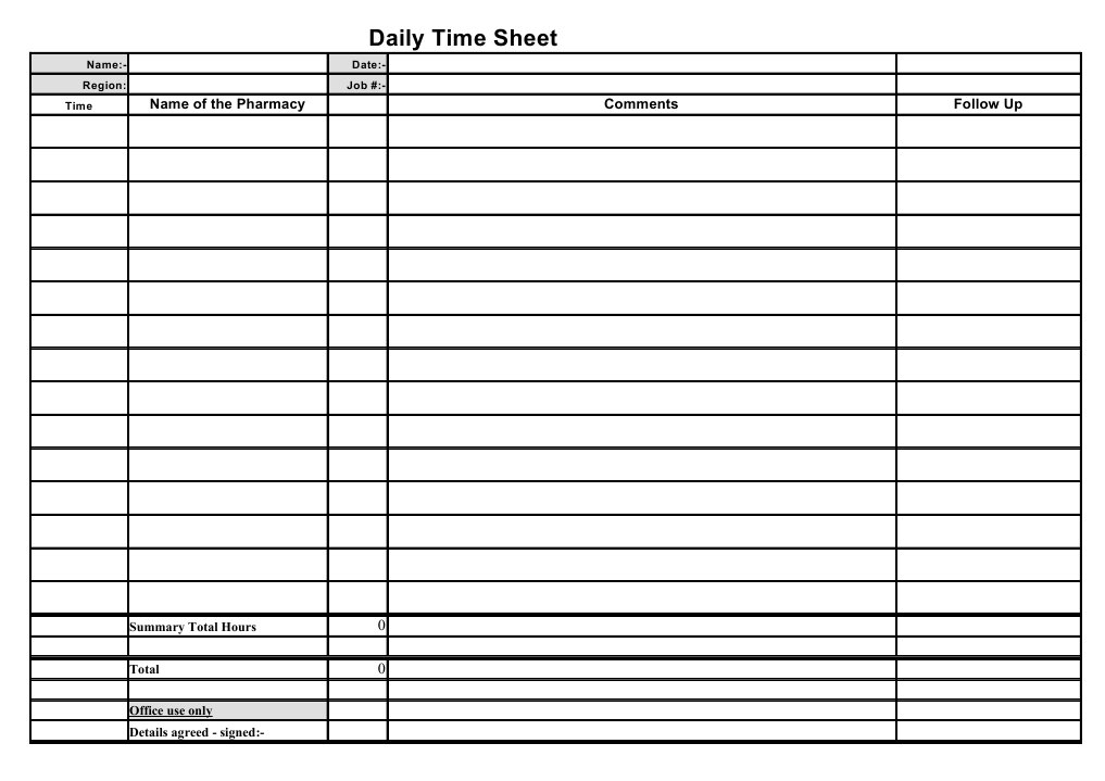 Daily Time Sheet and Follow Up Template | PDF | Wellness
