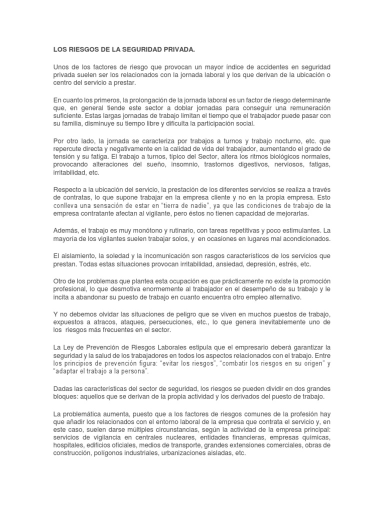 Riesgos en Seguridad Privada: Análisis y Prevención | PDF | Seguridad ...