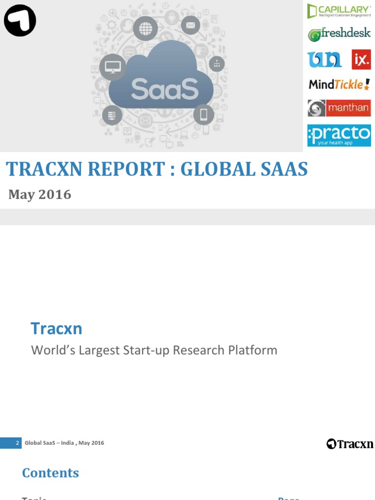 Tracxn Startup Research Global SaaS India Landscape May 2016 1, PDF, Analytics