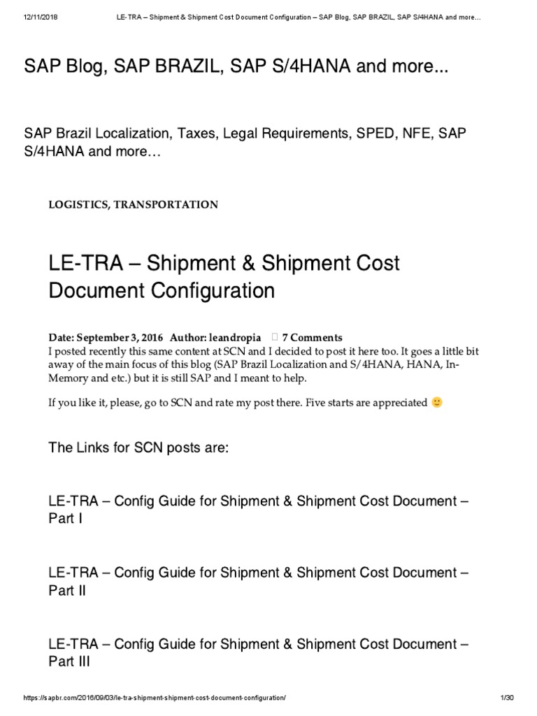 Shipment & Shipment Cost Document Configuration PDF Cargo Freight