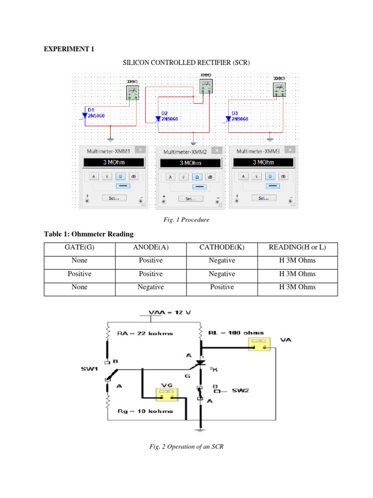 Experiment 1: Silicon Controlled Rectifier (SCR | PDF | Electrical ...