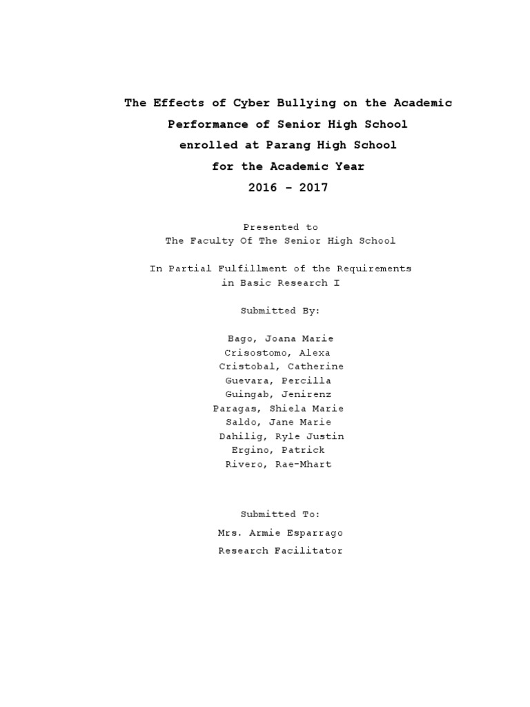Cyberbullying's Impact on Academic Performance | PDF | Cyberbullying ...
