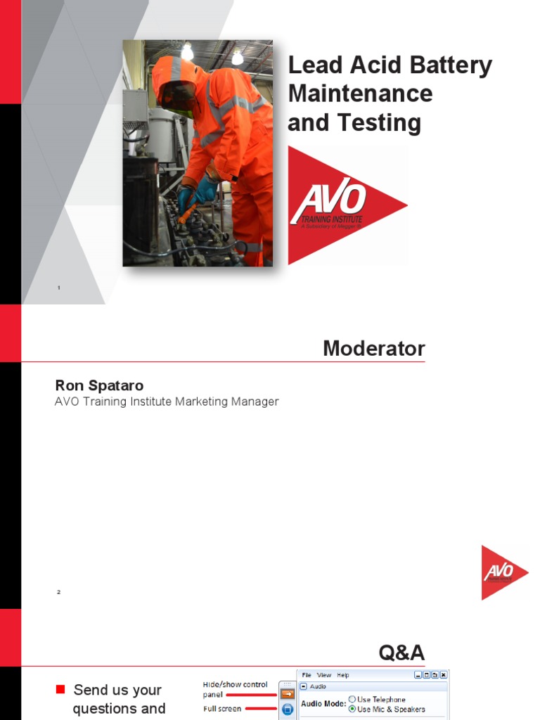 09 Webinar Battery Maintenance Testing Pdf Electricity Electrical