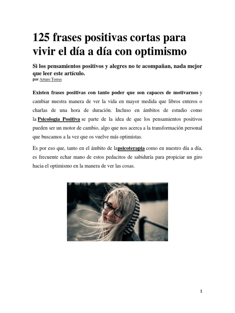 125 Frases Positivas Cortas para Vivir El Día A Día Con Optimismo | PDF |  Felicidad | Optimismo, image size:768x1024
