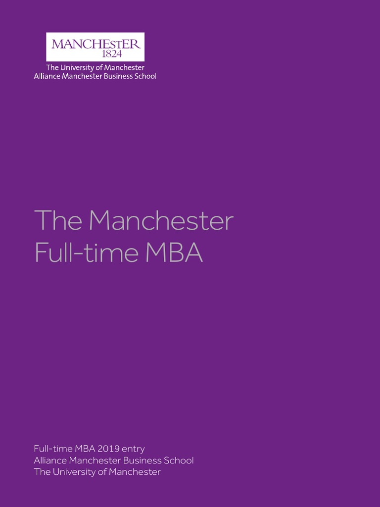 Alliance Manchester Business School MBA 2019 PDF Master Of Business